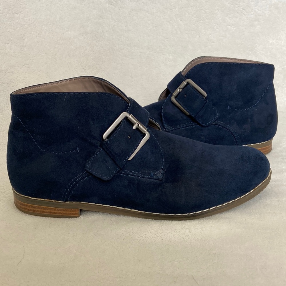 Franco Sarto blue suede booties, size 5.5